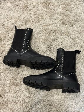 MOVING SALE ZARA Black Studded Chelsea Lug Boots - Women's